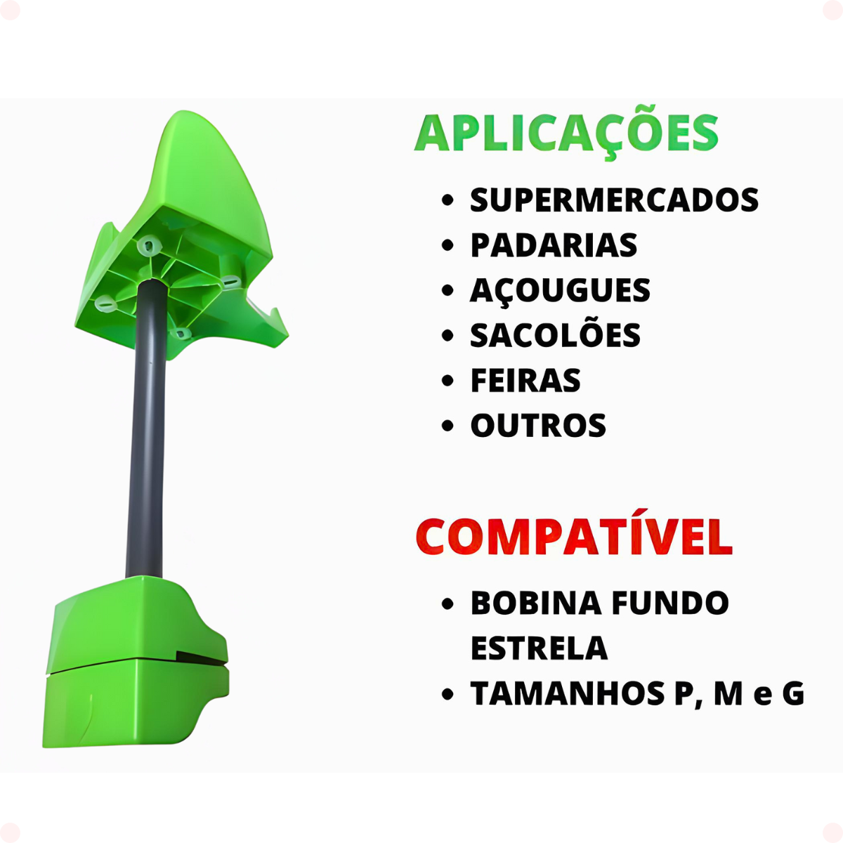 Aplicações Kit 2 Suportes para Bobina Fundo Estrela com Mordentes e Hastes de PVC – Cor Verde